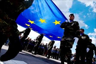 European Flag carried by military 