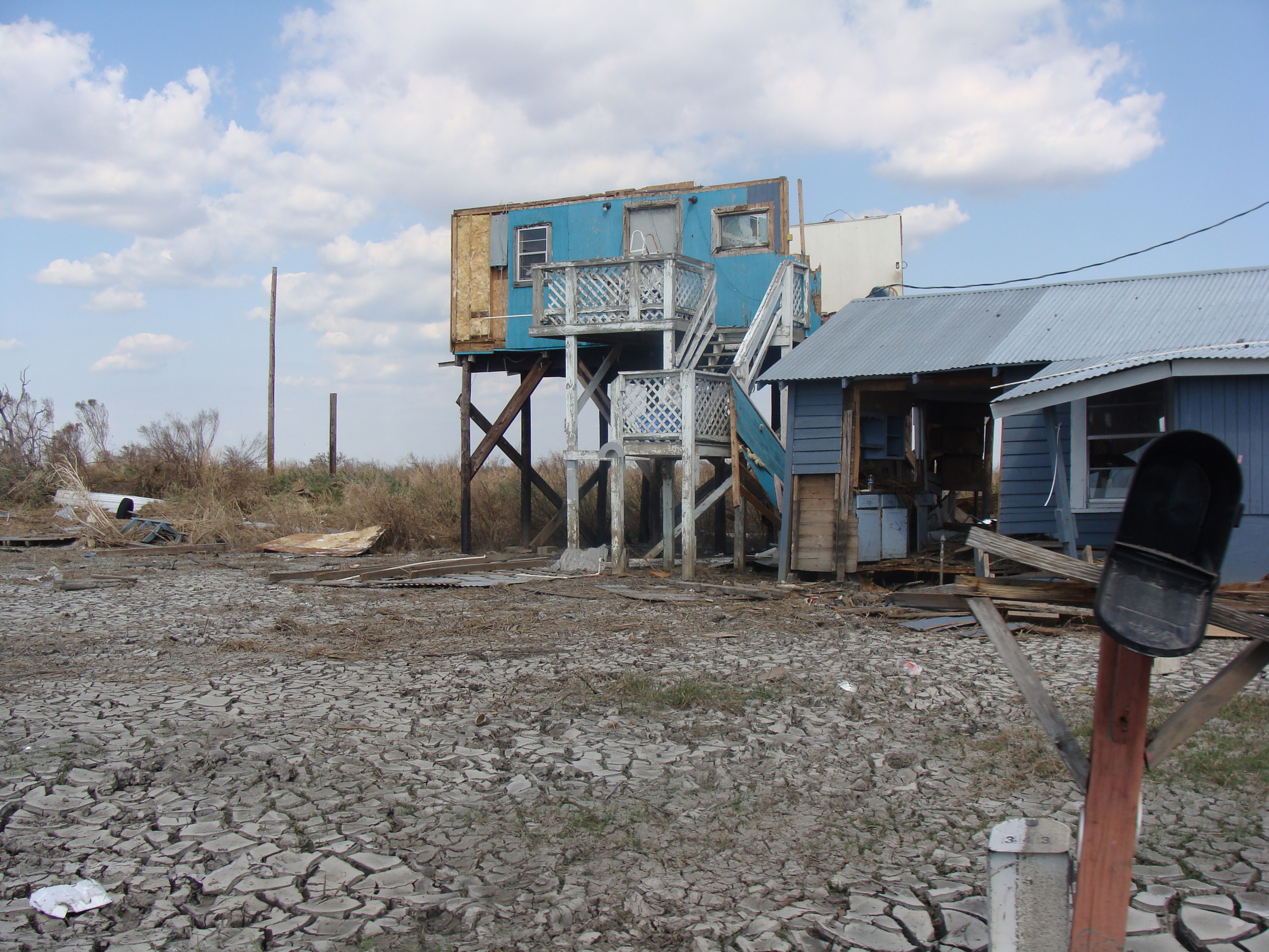 House on Isle de Jean Charles damaged by flooding