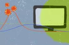 Computer screen and coronavirus
