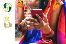 Indian woman uses cell phone