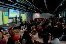 Annalena Baerbock speaking in front of crowd