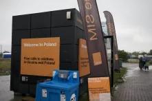 Booth in Poland offering free calls to Ukraine