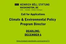 call for applications text for "Climate & Environmental Policy Program Director" position