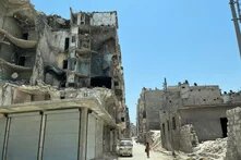 a damaged building in Syria