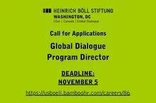 black text on a green background with information about the call for applications