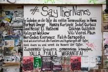 Wall with #SayTheirNames grafitti listing victims of the Hanau Shootings