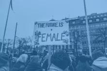 Protest with sign that says "The Future is Female"