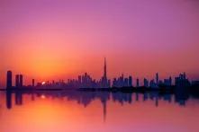 skyline of Dubai during sunset