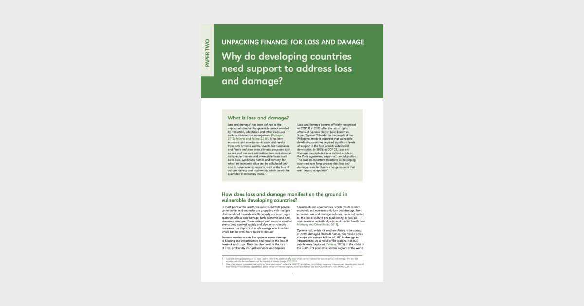 Why do developing countries need support to address loss and damage ...