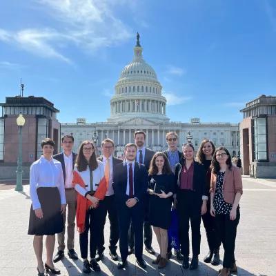 A photo of the group in fron of the U.S. Capitol