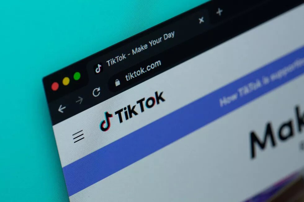 computer screen showing TikTok homepage