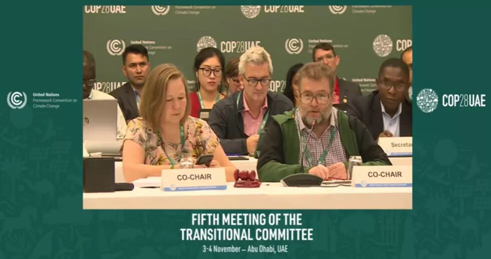 TC Co-Chairs Outi Honkatukia (Finland) and Richard Sherman (South Africa) discussing a ‘take-it-or-leave-it’ outcome text package with recommendations for COP28.