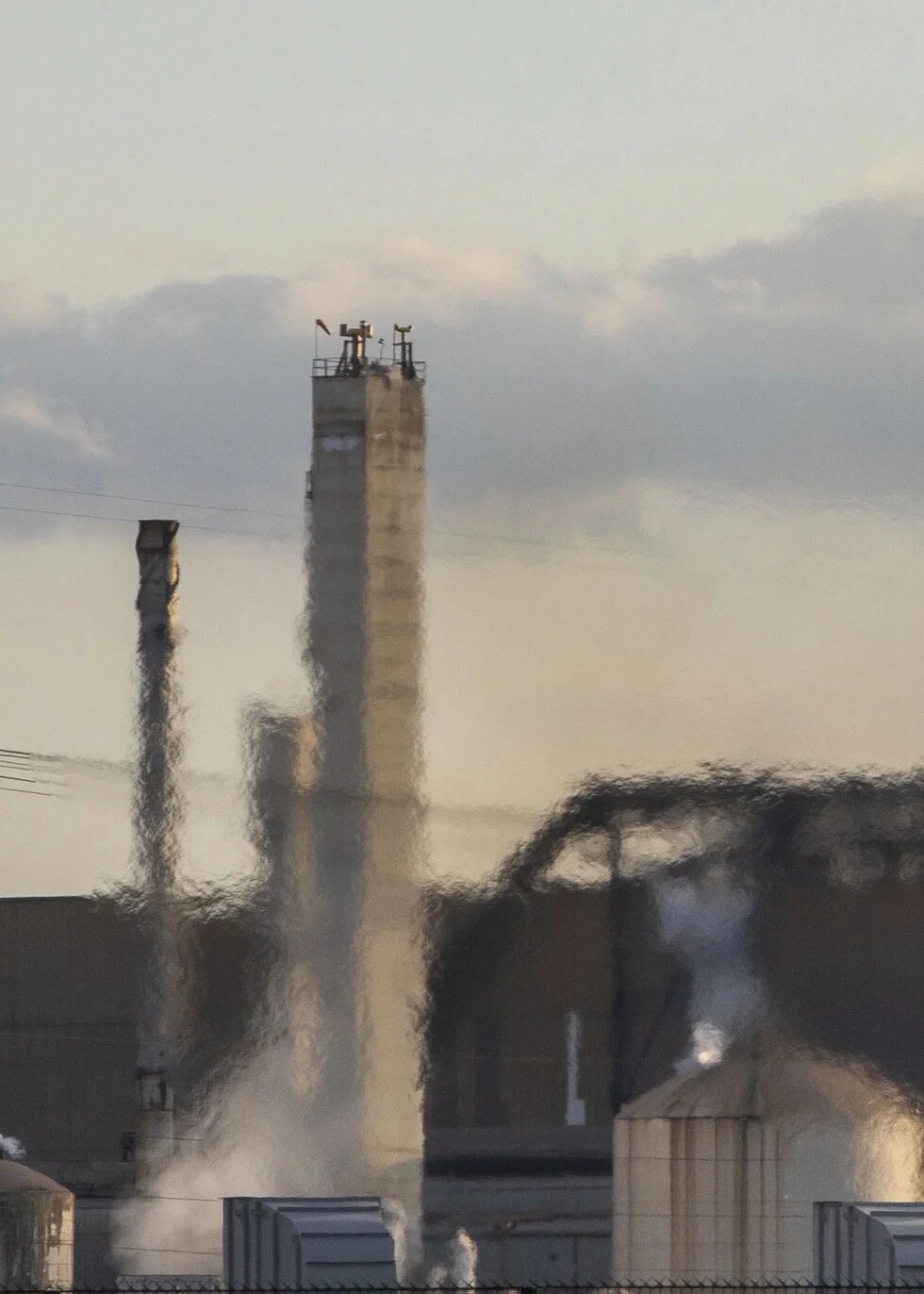 gas distorts industrial buildings