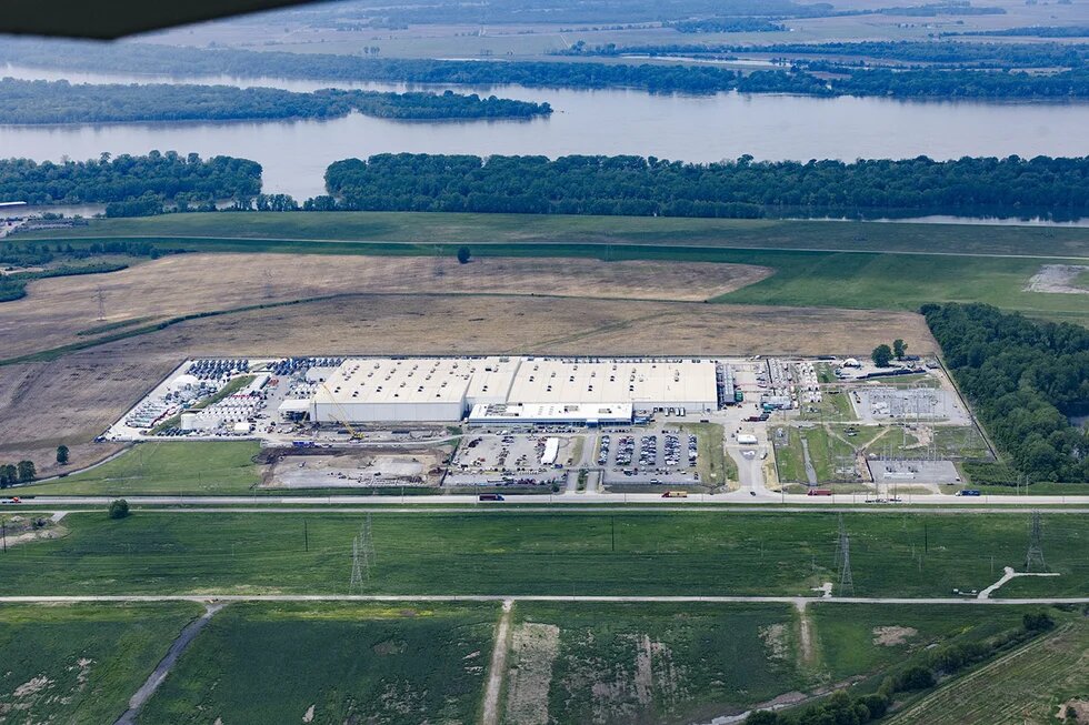 xAI facility with Mississippi River in background