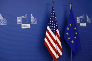 US and EU flags at the European Commission