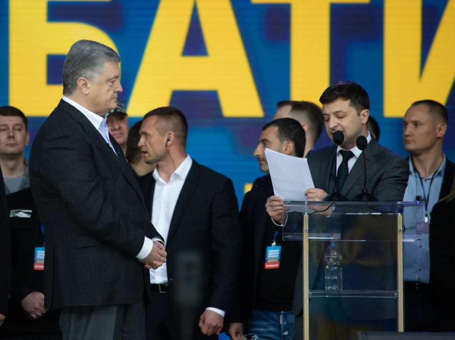 Petro Poroshenko and Vladimir Zelensky at debate